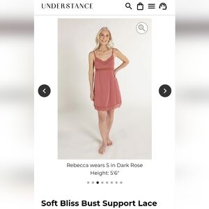 NWT Understance Soft Bliss Bust Support Lace Chemise - Rose